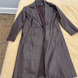 Leather Brown Women's trench coat